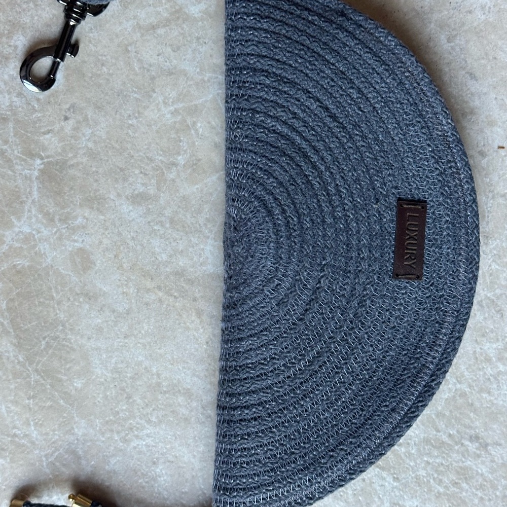 Gray Half-Moon Woven Clutch - "LUXURY" Tag